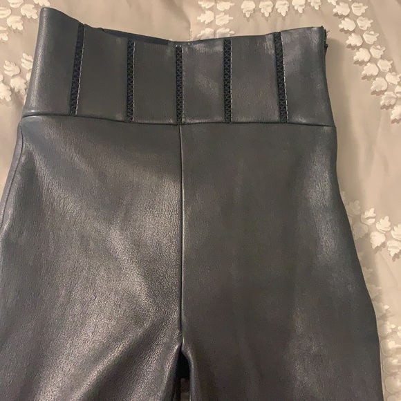 Alaia Black Leather Leggings Size 38 - Picture 2 of 4